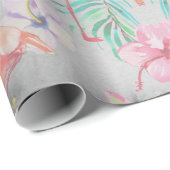 Tropisch Flamingo Botanisch Baby shower Cadeaupapier (Rol Hoek)