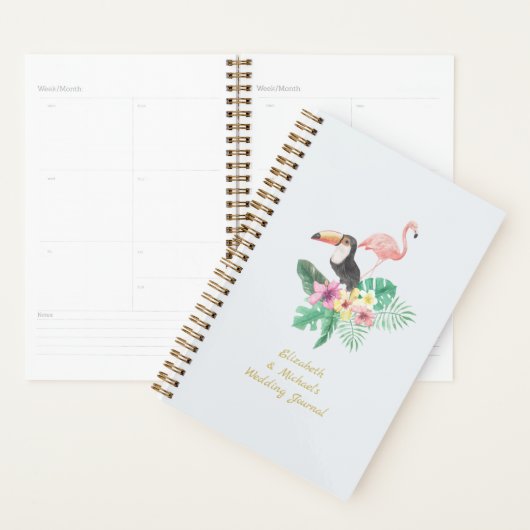 Tropisch Flamingo Bruiloft Bruidsfeest Aandenken Planner (Display)