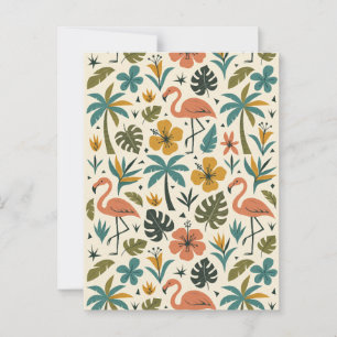 Tropisch Flamingo en Palmboom Patroon Briefkaart