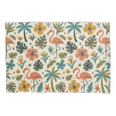 Tropisch flamingo- en palmboompatroon kussensloop (Voorkant-Links)