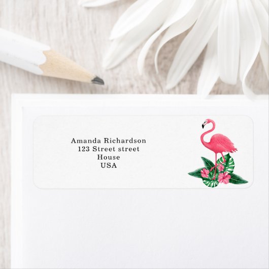 Tropisch Flamingo Etiket (Insitu)