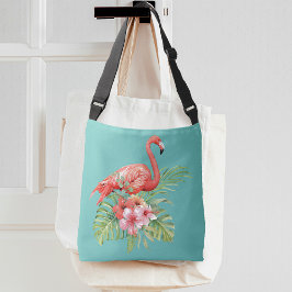 Tropisch Flamingo Floral Aqua Blue Crossbody Tas