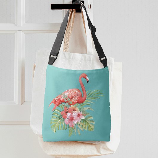 Tropisch Flamingo Floral Aqua Blue Crossbody Tas