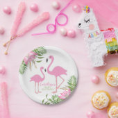 Tropisch Flamingo Floral Baby shower Papieren Bordje (Feest)