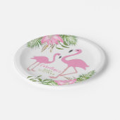Tropisch Flamingo Floral Baby shower Papieren Bordje (Gekanteld)