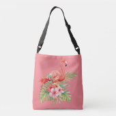 Tropisch Flamingo Floral roze Crossbody Tas (Achterkant)