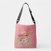 Tropisch Flamingo Floral roze Crossbody Tas (Voorkant)