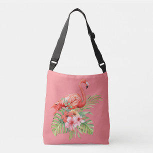 Tropisch Flamingo Floral roze Crossbody Tas