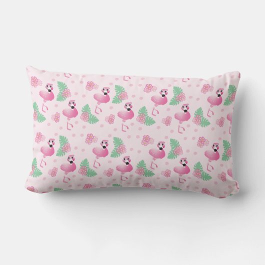 Tropisch Flamingo Flowers Leaf Pattern Light Roze Kussen (Achterkant)