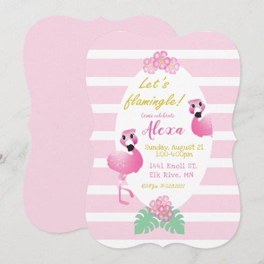 Tropisch Flamingo Flowers vieren vlamingle roze Kaart (Voorkant / Achterkant)