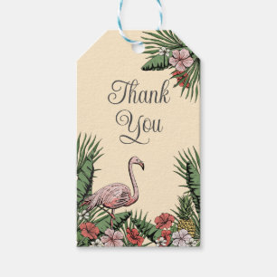 Tropisch Flamingo Geel Favor Bedankt Cadeaulabel