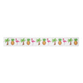 Tropisch Flamingo Green Palm Tree Pineapple Island Satijnen Lint (Voorkant)