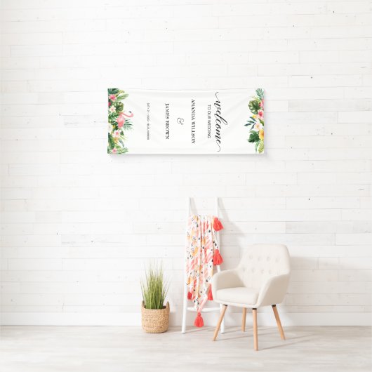 Tropisch Flamingo & het Onthaal van de Bieden van  Spandoek (Insitu)