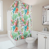 Tropisch Flamingo Hibiscus Shower Curtain Douchegordijn (In situ)