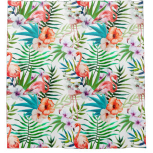 Tropisch Flamingo Hibiscus Shower Curtain Douchegordijn