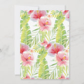 Tropisch flamingo, hibiscus themed baby shower kaart (Achterkant)