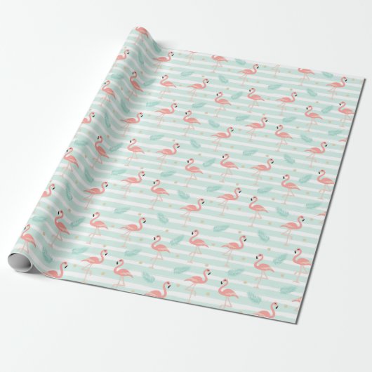 Tropisch Flamingo-inpakpapier Cadeaupapier (Uitgerold)