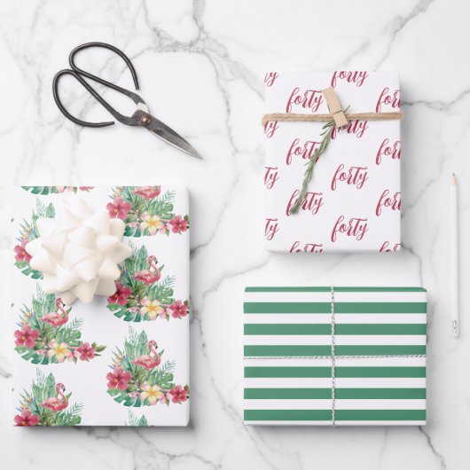 Tropisch Flamingo Inpakpapier Vel (Voorkant)