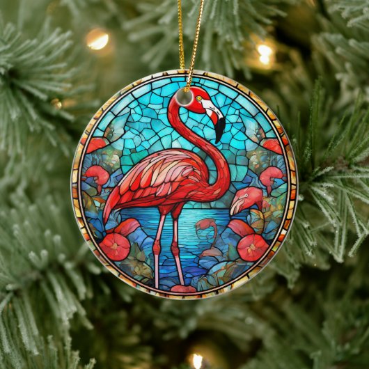 Tropisch Flamingo Keramisch Decoratief Ornament (Boom)