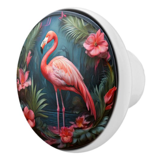 Tropisch Flamingo Keramische Knop (Rechts)