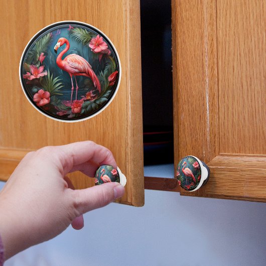 Tropisch Flamingo Keramische Knop