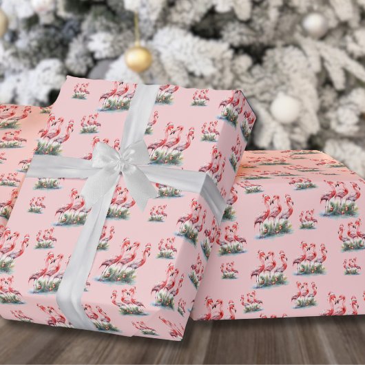 Tropisch Flamingo Kerstfeest Cadeaupapier