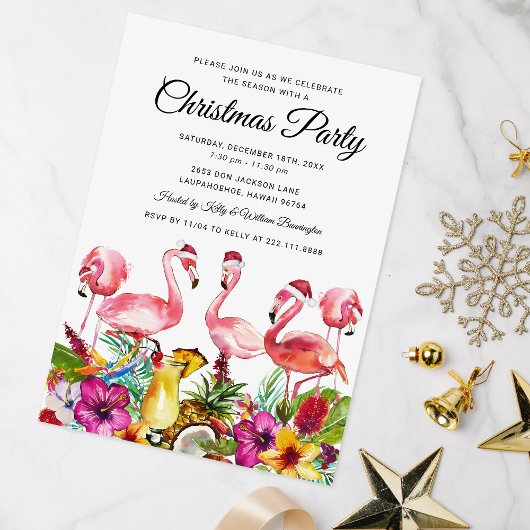 Tropisch Flamingo Kerstfeest Kaart