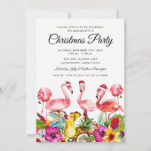 Tropisch Flamingo Kerstfeestfeestje Kaart (Voorkant)