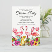 Tropisch Flamingo Kerstfeestfeestje Kaart (Staand voorkant)