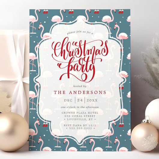 Tropisch Flamingo Kerstfeestje Kaart