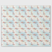 Tropisch Flamingo kerststrand Cadeaupapier (Vlak)