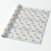 Tropisch Flamingo kerststrand Cadeaupapier (Uitgerold)