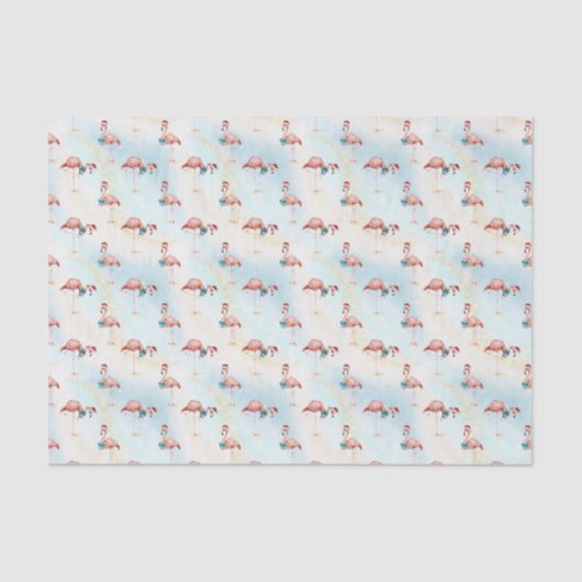 Tropisch Flamingo kerststrand Tissuepapier (Voorkant)