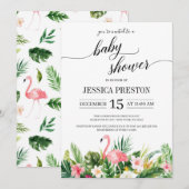 Tropisch Flamingo laat het Baby shower van het Man Kaart (Voorkant / Achterkant)