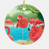 Tropisch Flamingo Lagoon Ornament (Achterkant)