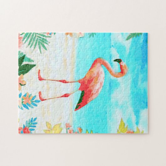 Tropisch flamingo legpuzzel (Horizontaal)