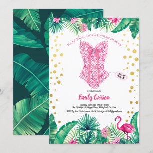 Tropisch flamingo lingerie douchegierpartij kaart