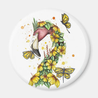 Tropisch Flamingo Magnet Yellow