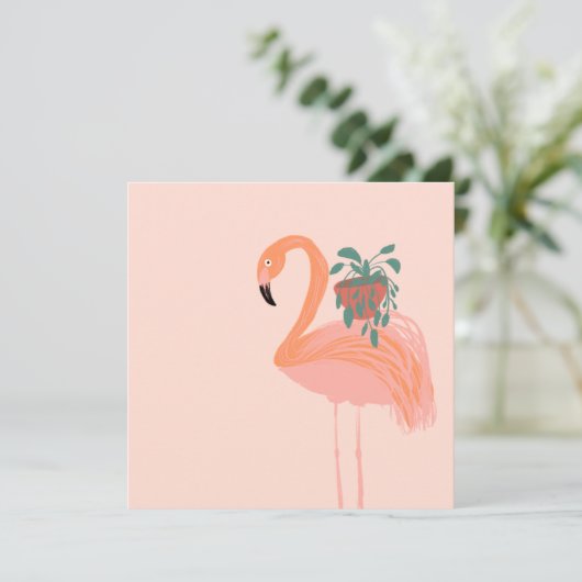 Tropisch Flamingo met gebogen Plant hand (Staand voorkant)