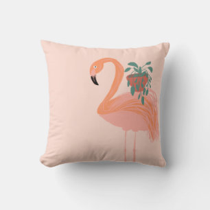 Tropisch Flamingo met gebogen Plant hand Kussen