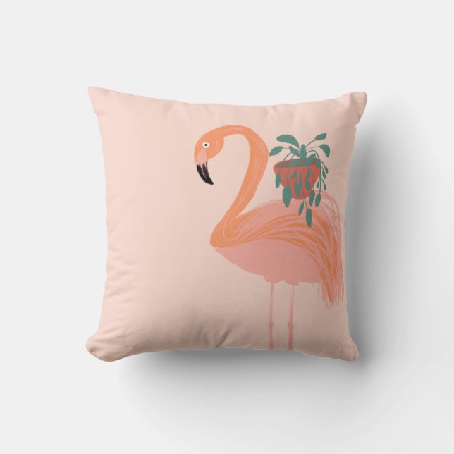 Tropisch Flamingo met gebogen Plant hand Kussen (Voorkant)