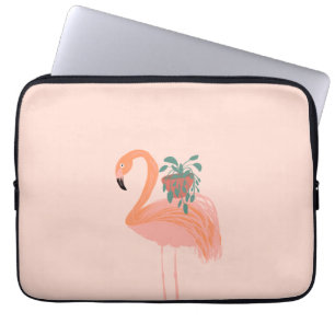 Tropisch Flamingo met gebogen Plant hand Laptop Sleeve
