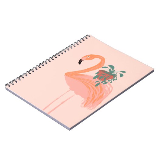 Tropisch Flamingo met gebogen Plant hand Notitieboek (Linkerzijde)