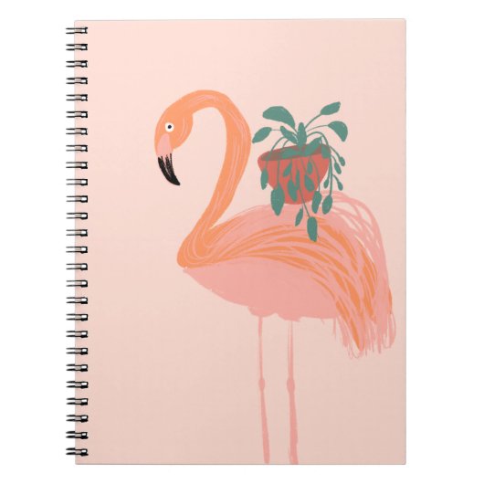 Tropisch Flamingo met gebogen Plant hand Notitieboek (Voorkant)