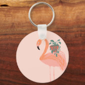 Tropisch Flamingo met gebogen Plant hand Sleutelhanger (Voorkant)