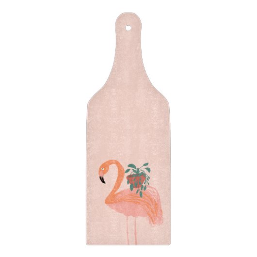 Tropisch Flamingo met gebogen Plant hand Snijplank (Voorkant)