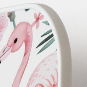 Tropisch Flamingo Monstera Patroon Aangepaste Naam Pickleball Paddle (Links Detail)