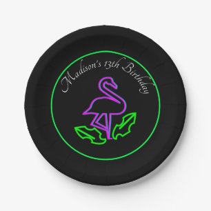 Tropisch Flamingo Neon Party Glow Teen Papieren Bordje