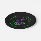 Tropisch Flamingo Neon Party Glow Teen Papieren Bordje (Gekanteld)