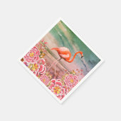 Tropisch Flamingo op Beach & Oriental Pink Flowers Servet (Hoek)